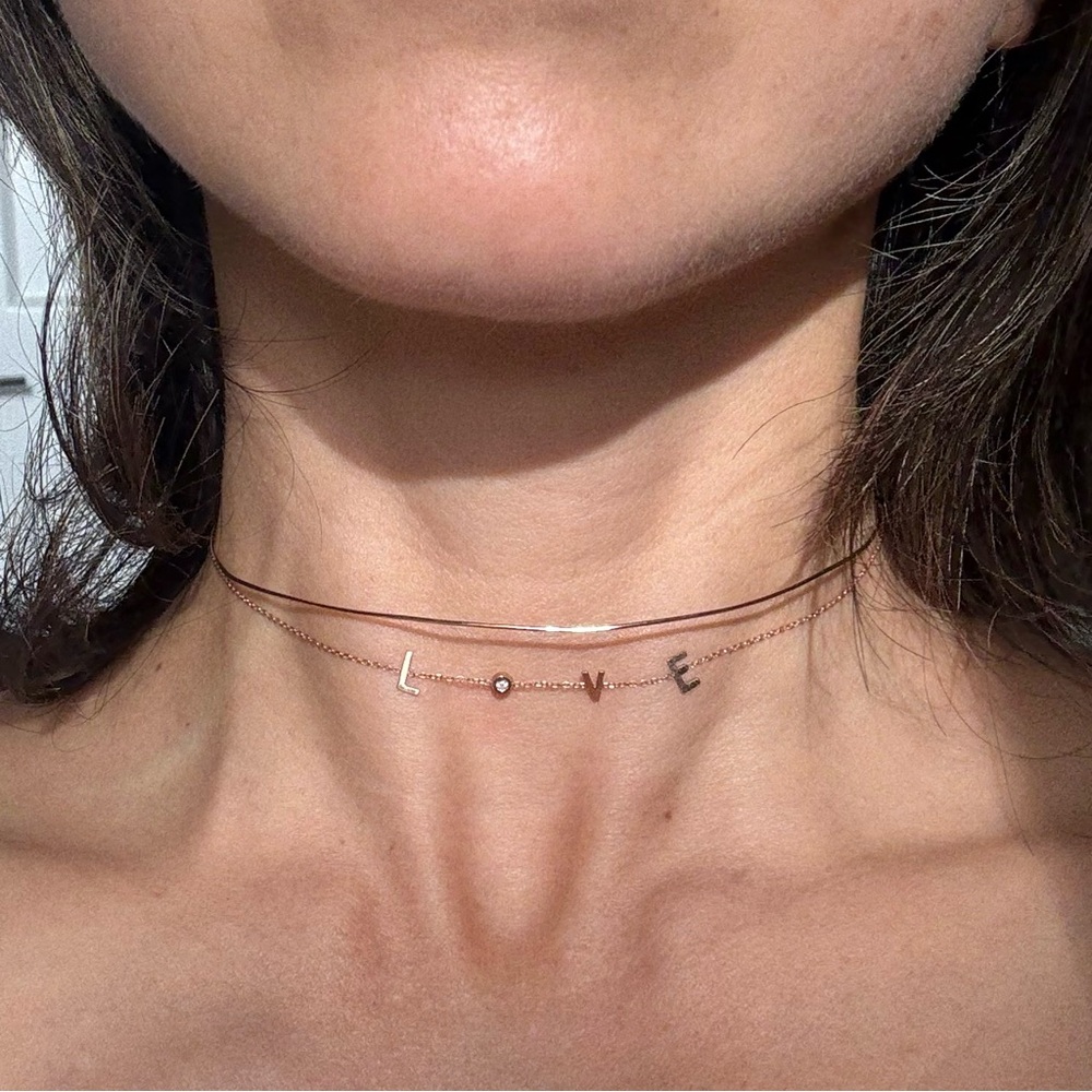 14k Solid Gold diamond choker necklace